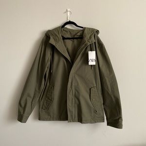 ZARA NWT Green Hooded Parka